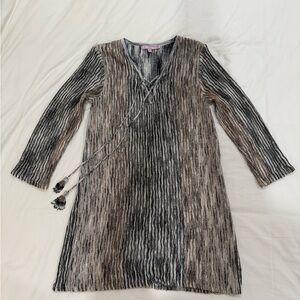 Calypso St. Barths Striped Knit Tunic with Tassel Ties